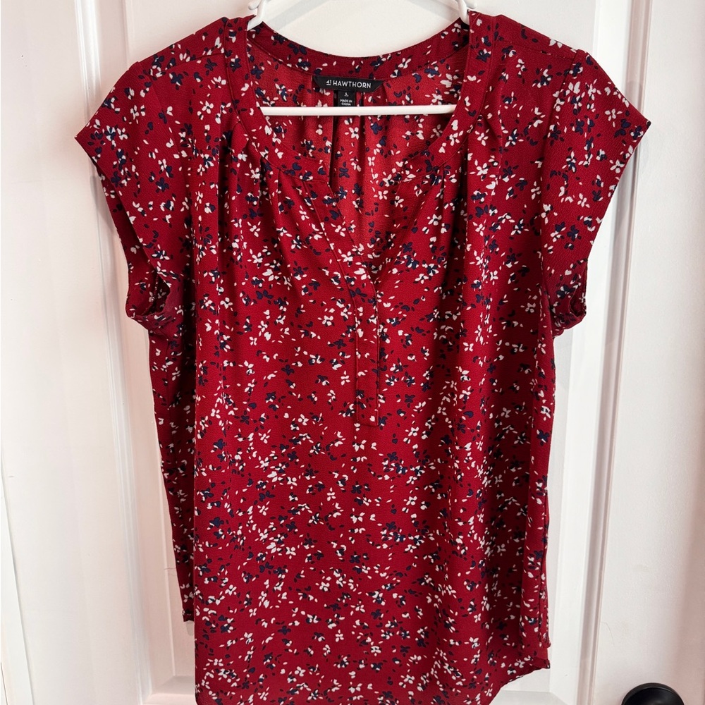 41 Hawthorn Red Flutter Sleeve Blouse